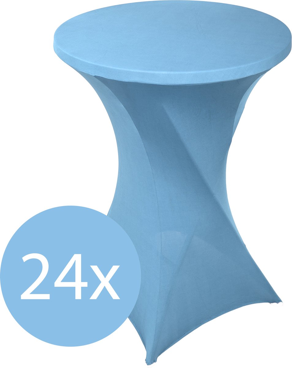 Statafelrok Licht Blauw x 24 – ∅80-85 x 110 cm – Stretch 24 stuks – Tafelrok voor Statafel – Geschikt voor Horeca Evenementen | Sta Tafel Hoes | Staantafelhoes | Cocktailparty | Trouwerij